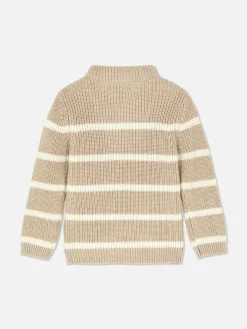 Gestreifter Pullover Mit Trichterkragen