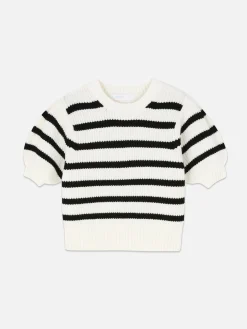 Gestreifter Pullover Mit Puffärmeln