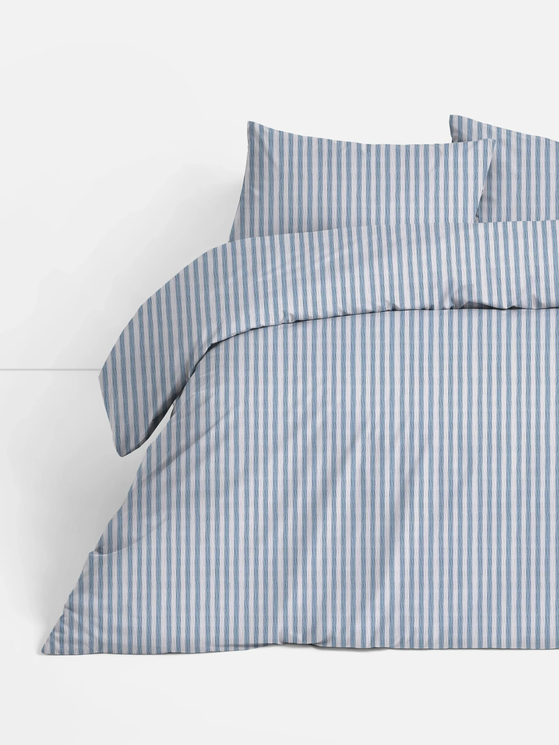 Gestreiftes Bettwäscheset Aus Seersucker, Super-Kingsize