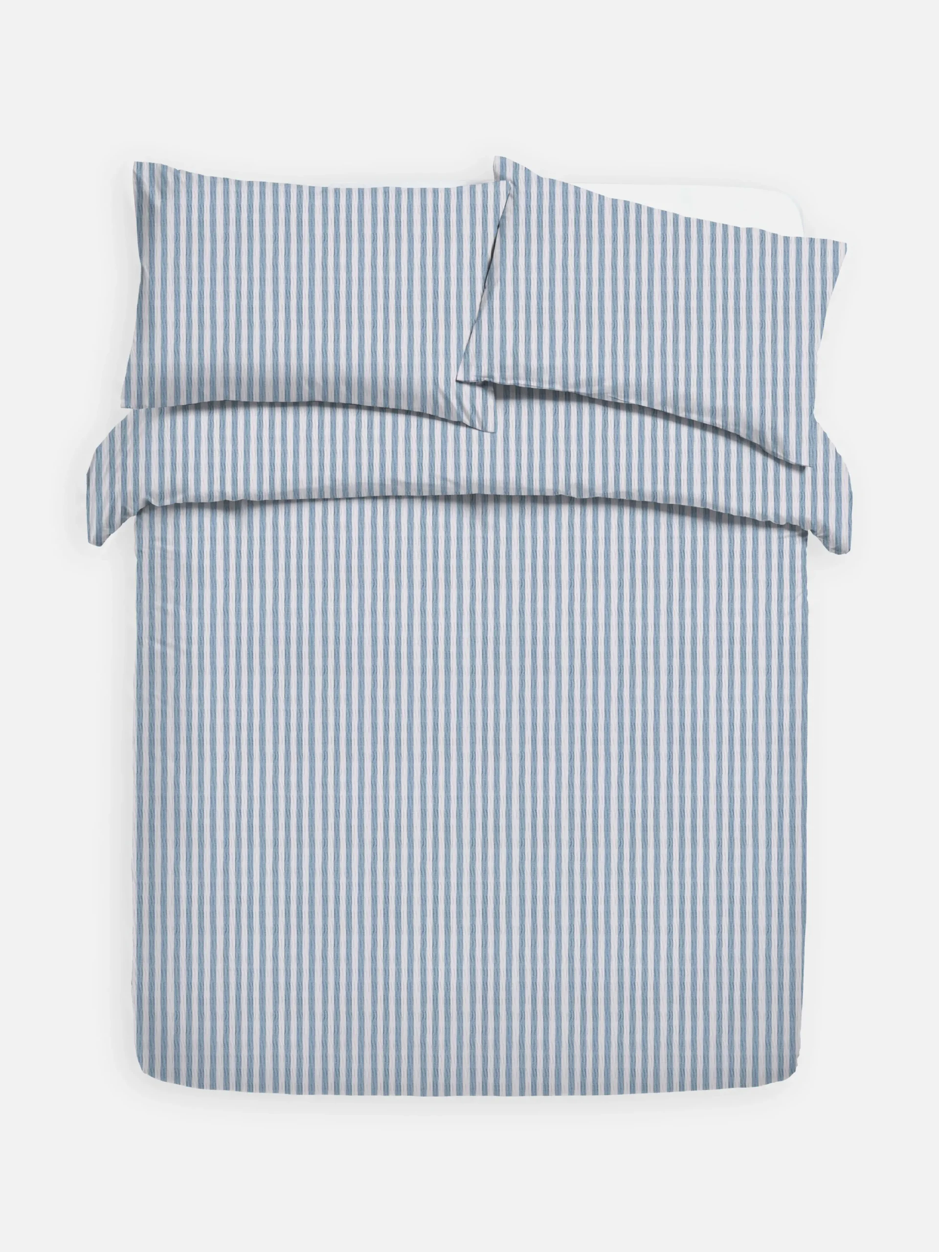 Gestreiftes Bettwäscheset Aus Seersucker, Super-Kingsize