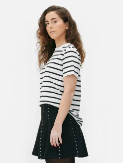 Gestreiftes T-Shirt Mit Rundhalsausschnitt