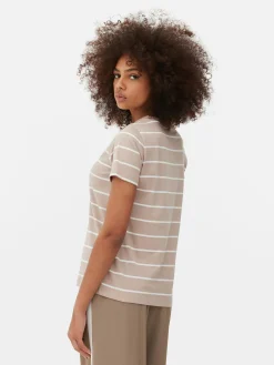 Gestreiftes T-Shirt Mit Rundhalsausschnitt