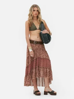 Gestufter „Rita Ora“ Maxirock Aus Chiffon