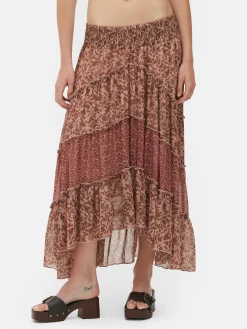 Gestufter „Rita Ora“ Maxirock Aus Chiffon