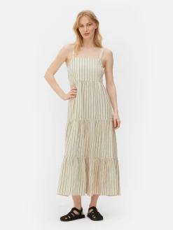 Gestuftes Maxikleid Mit Streifen