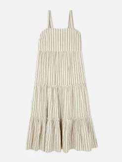 Gestuftes Maxikleid Mit Streifen