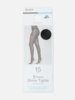 Glänzende Strumpfhosen, 15 DEN, 5er-Pack