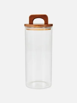 Großer Glaskanister Mit Holzgriff