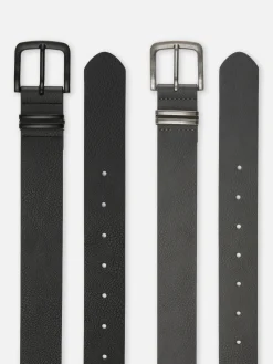 Gürtel Aus Strukturiertem Kunstleder, 2er-Pack