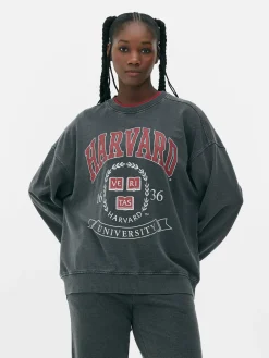 „Harvard“ Sweatshirt In Acid-Wash-Optik