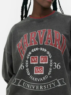 „Harvard“ Sweatshirt In Acid-Wash-Optik