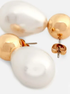 Hängeohrringe Mit Kunstperlen