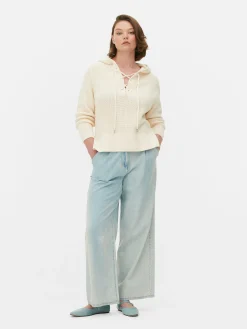 Hoodie Mit Schnürausschnitt