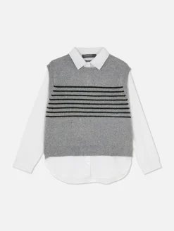 2-in-1-Hemd Mit Weste Im Lagenlook