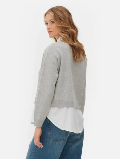 2-in-1-Set Aus Strickpullover Mit Slogan Und Hemd