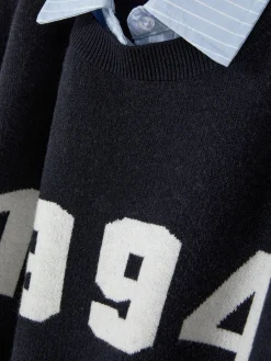 2-in-1-Set Aus Strickpullover Mit Slogan Und Hemd