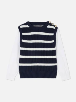 2-in-1-Set Aus Strickpullunder Und Hemd