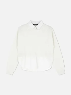 2-in-1-Strickpullover Mit Zopfmuster