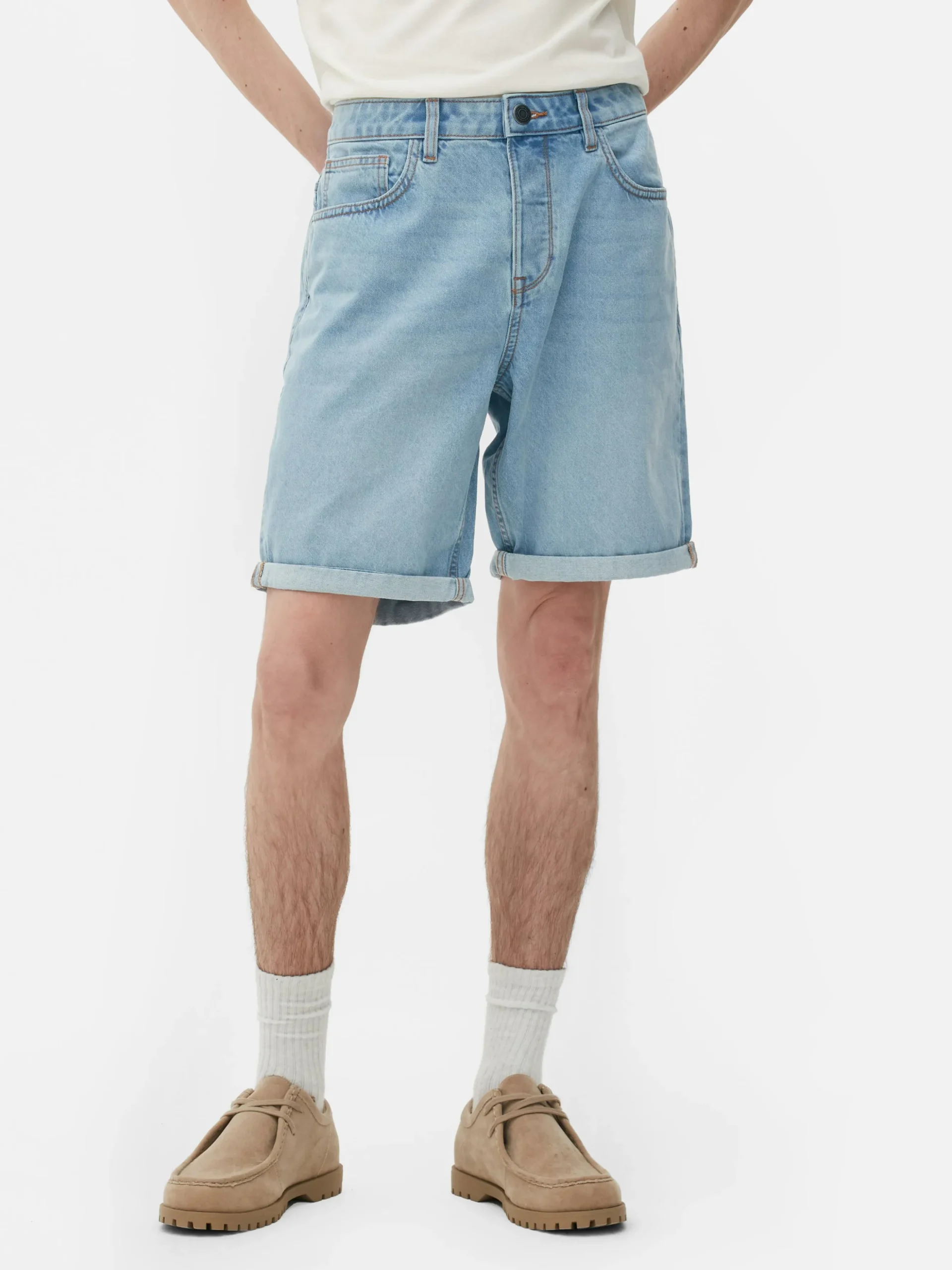 Jeansshorts Mit Geradem Bein