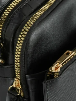 Kameratasche In Krokodil-Optik Mit Doppelreißverschluss