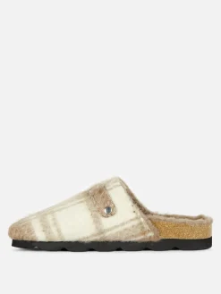 Karierte „Rita Ora“ Clog-Mules Mit Kunstfellfutter