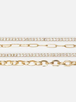 Kettenarmbänder Mit Strass, 4er-Pack