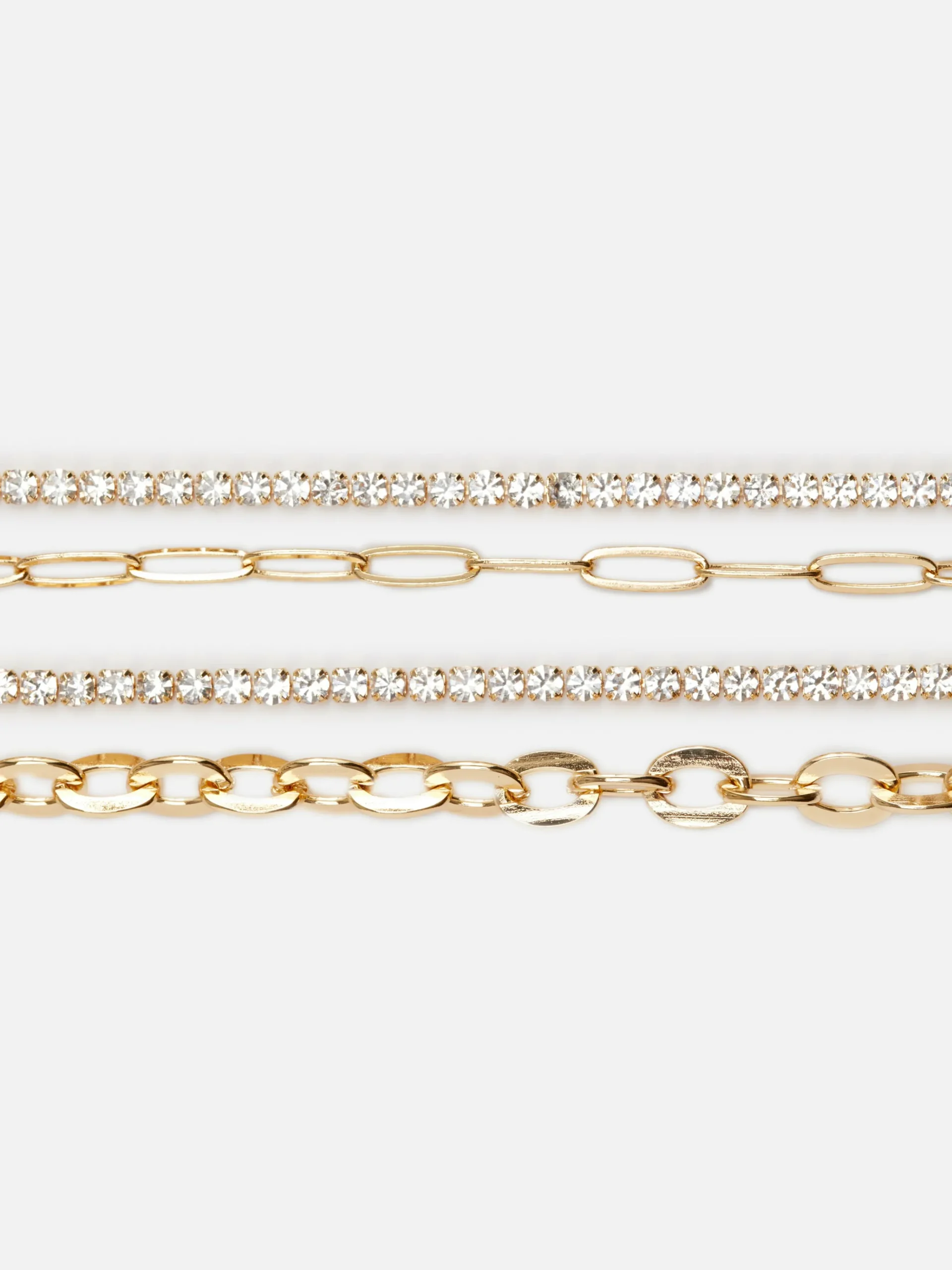 Kettenarmbänder Mit Strass, 4er-Pack