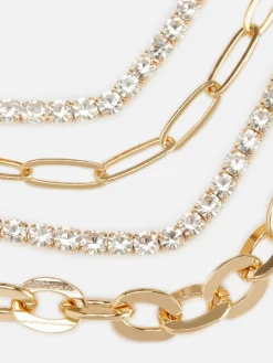 Kettenarmbänder Mit Strass, 4er-Pack