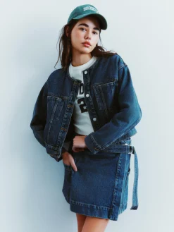 Kragenlose Jeansjacke