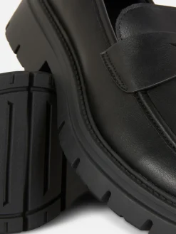 Kunstleder-Loafer Mit Dicker Sohle