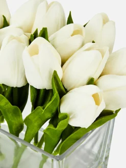 Kunsttulpen In Rechteckiger Glasvase