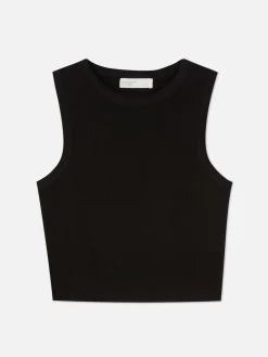 Kurzes, Geripptes Tanktop Mit Rundhalsausschnitt