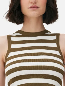 Kurzes, Geripptes Tanktop Mit Rundhalsausschnitt