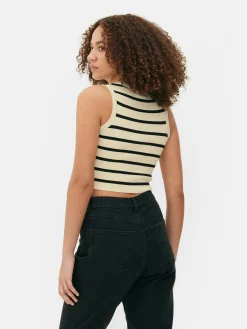 Kurzes, Geripptes Tanktop Mit Rundhalsausschnitt