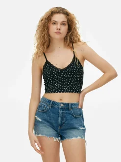 Kurzes Schlafanzug-Trägertop Mit Spitzenbesatz