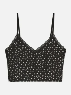 Kurzes Schlafanzug-Trägertop Mit Spitzenbesatz