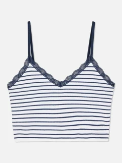 Kurzes Schlafanzug-Trägertop Mit Spitzenbesatz