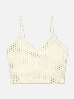 Kurzes Schlafanzug-Trägertop Mit Spitzenbesatz