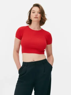 Kurzärmeliger, Bauchfreier Pullover