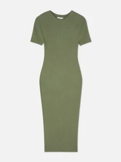 Kurzärmeliges Midi-Pulloverkleid