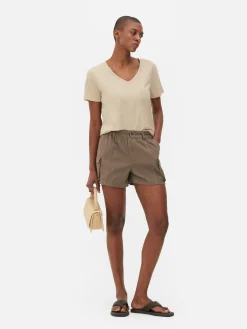 Kurzärmeliges T-Shirt Mit V-Ausschnitt