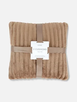 Kuscheliges, Geripptes Kissen, 2er-Pack