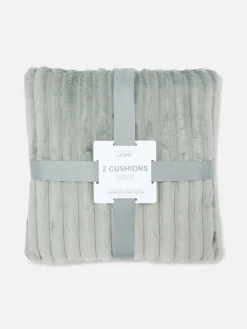 Kuscheliges, Geripptes Kissen, 2er-Pack