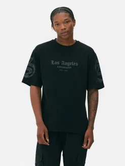 „LA“ T-Shirt Mit Schriftzug Und Paisleymuster