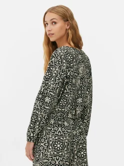 Langarm-Top Mit Kordelzug Am Saum Zum Kombinieren