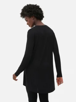 Langes Langarm-Top Mit Rundem Saum