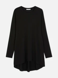 Langes Langarm-Top Mit Rundem Saum