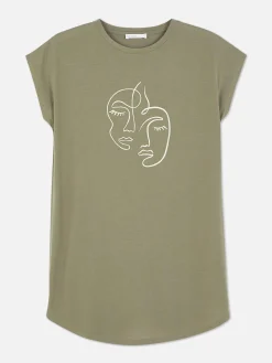 Langes T-Shirt Mit Rundhalsausschnitt