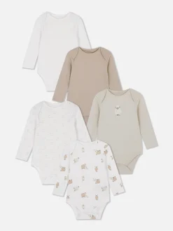 Langärmelige Bodysuits Mit Schafmotiv, 5er-Pack