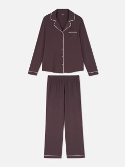 Langärmeliger Jersey-Schlafanzug Im Boyfriend-Look